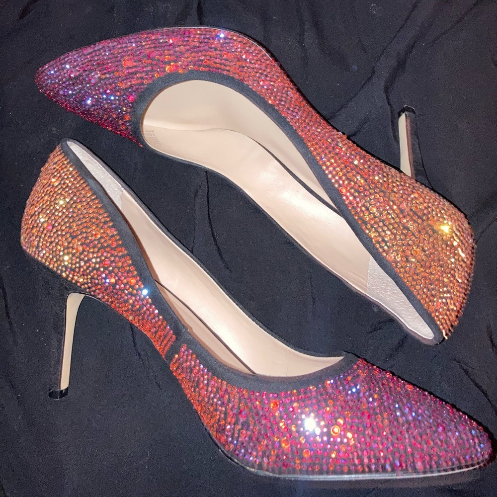Ombré Pink/Orange Blinged out INC heels